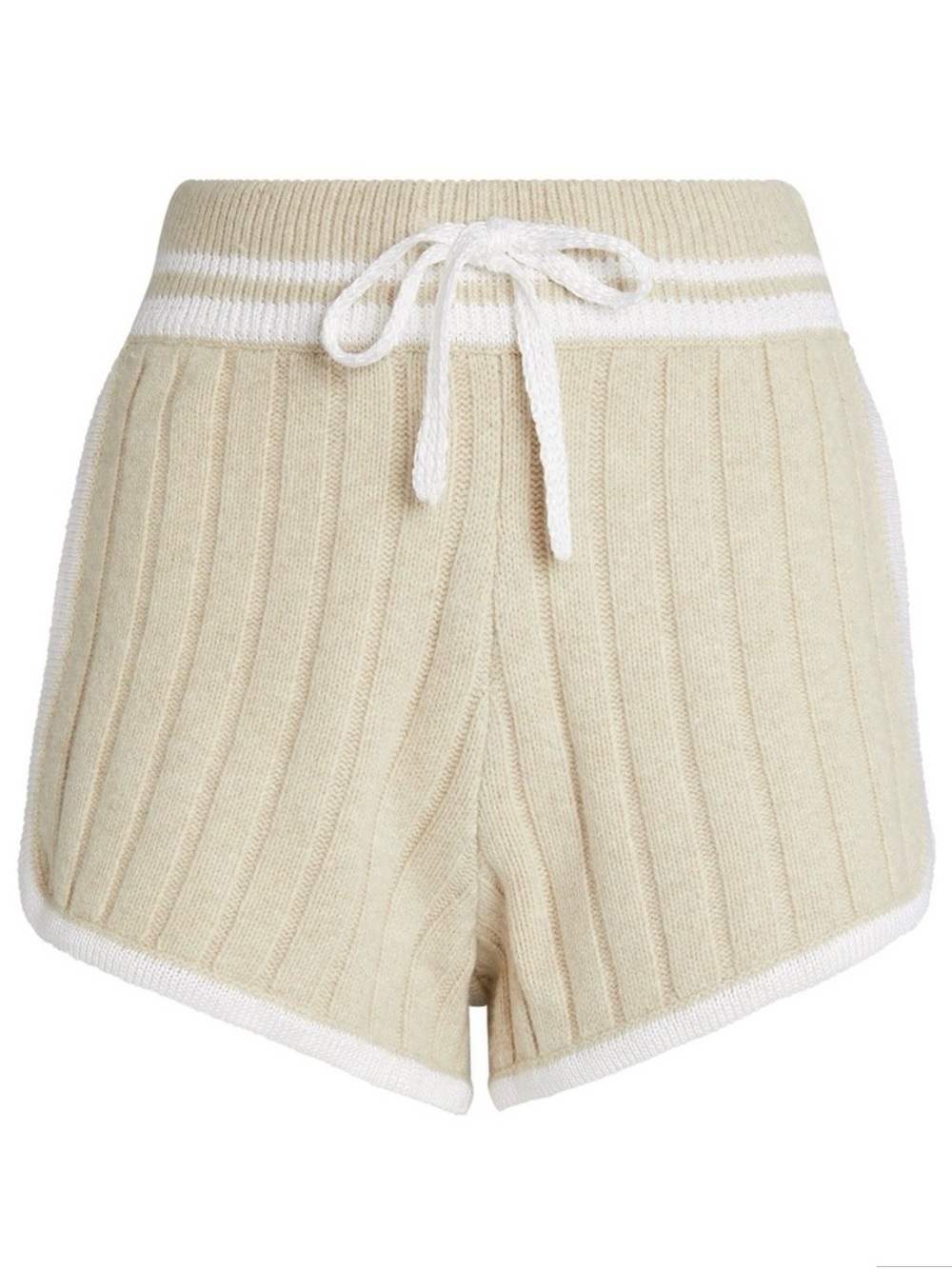 rag & bone Cream Ribbed Drawstring Athletic Shorts